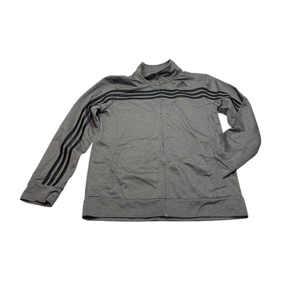 Adidas Track Jacket Boys Large (14/16) Gray 100% Polyester Performance Full-Zip - Picture 4 of 8